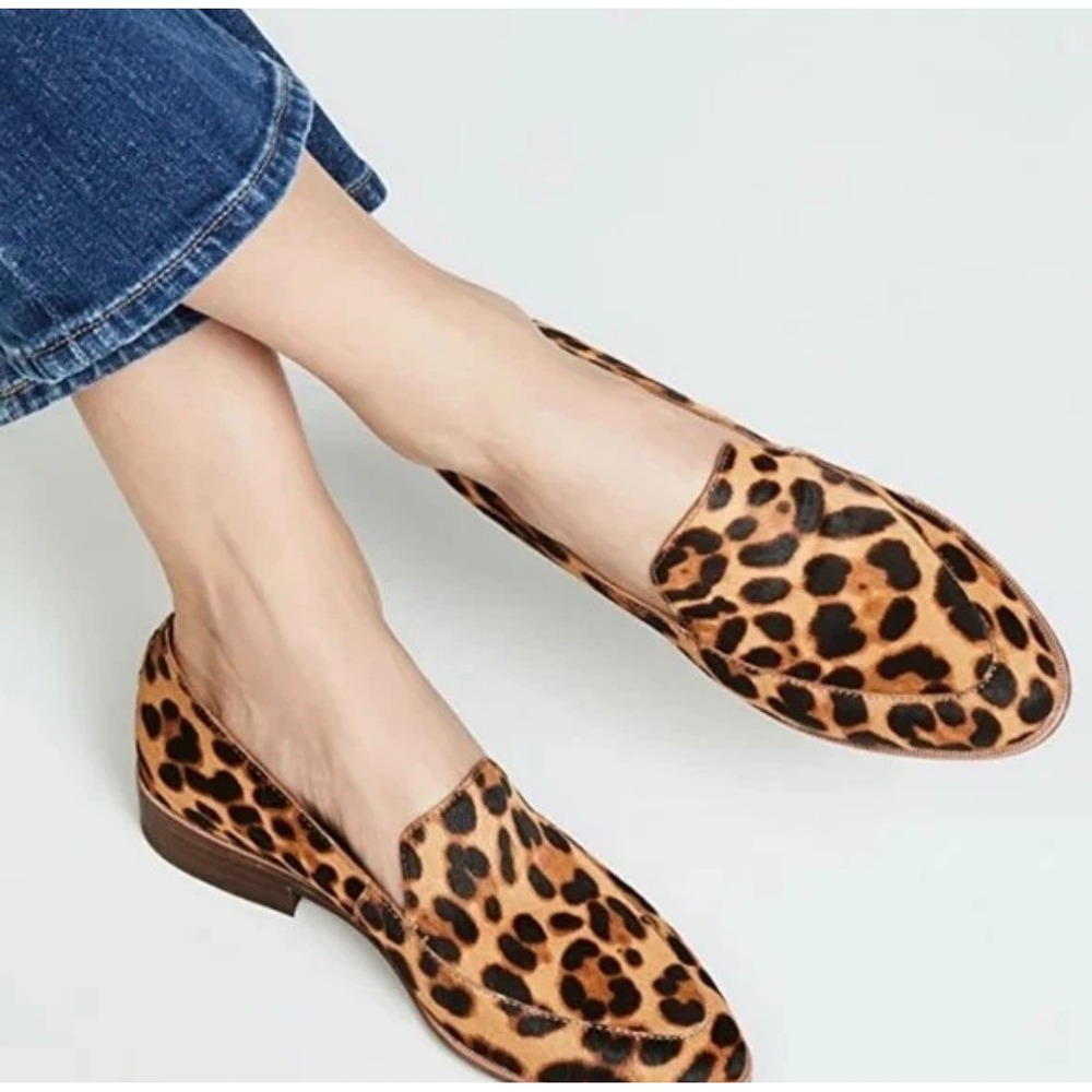 Madewell The Alex Loafer Leopard Print Calf Hair Brown Black Size 10 Flats